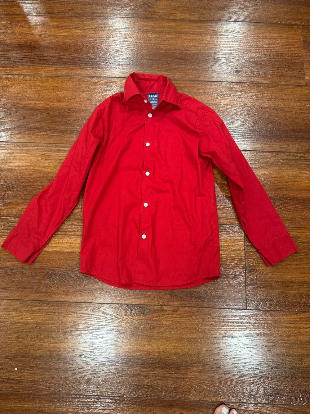Izod Red Long-Sleeve Button Shirt